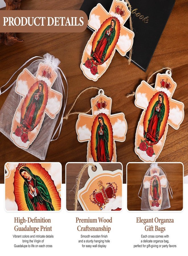 BigPig 24 Pcs Our Lady of Guadalupe Wood Wall Cross Crucifix,Baptism Party Gift First communion Favor Memorial Religious Event,La Virgen De Guadalupe Wall Art Decor Recuerdos De Bautizo Para Niño Niña - Image 3
